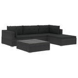 vidaXL 5-teiliges Terrassen-Lounge-Set mit Kissen Polyrattan Schwarz