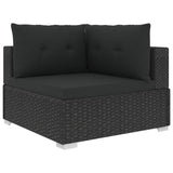 vidaXL 5 Piece Patio Lounge Set with Cushions Poly Rattan Black