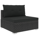 vidaXL 5 Piece Patio Lounge Set with Cushions Poly Rattan Black