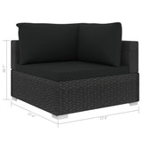 vidaXL 5 Piece Patio Lounge Set with Cushions Poly Rattan Black