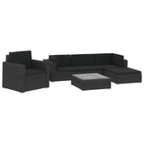 vidaXL 6-teiliges Terrassen-Lounge-Set mit Kissen Polyrattan Schwarz