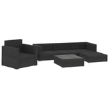 vidaXL 6 Piece Patio Lounge Set with Cushions Poly Rattan Black