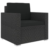 vidaXL 6 Piece Patio Lounge Set with Cushions Poly Rattan Black