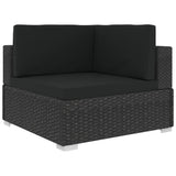 vidaXL 6 Piece Patio Lounge Set with Cushions Poly Rattan Black