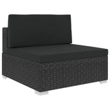 vidaXL 6 Piece Patio Lounge Set with Cushions Poly Rattan Black