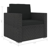 vidaXL 6 Piece Patio Lounge Set with Cushions Poly Rattan Black