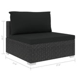 vidaXL 10 Piece Patio Lounge Set with Cushions Poly Rattan Black