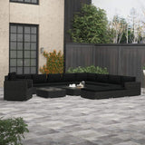 vidaXL Garden Lounge Set with Cushions 13 Piece Poly Rattan Outdoor Gray/Black