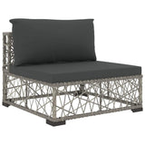 vidaXL 6 Piece Patio Lounge Set with Cushions Poly Rattan Gray