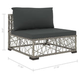 vidaXL 6 Piece Patio Lounge Set with Cushions Poly Rattan Gray