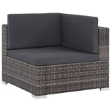 vidaXL 7-teiliges Terrassen-Lounge-Set mit Kissen Poly Rattan Grau