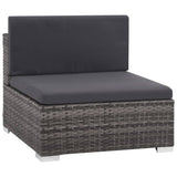 vidaXL 7-teiliges Terrassen-Lounge-Set mit Kissen Poly Rattan Grau