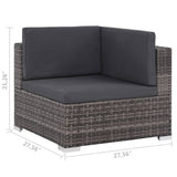 vidaXL 7-teiliges Terrassen-Lounge-Set mit Kissen Poly Rattan Grau