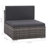 vidaXL 7-teiliges Terrassen-Lounge-Set mit Kissen Poly Rattan Grau