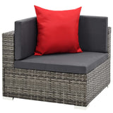 vidaXL 7-teiliges Terrassen-Lounge-Set mit Kissen Poly Rattan Grau