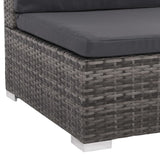 vidaXL 7-teiliges Terrassen-Lounge-Set mit Kissen Poly Rattan Grau