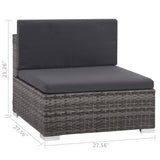 vidaXL 6 Piece Patio Lounge Set with Cushions Poly Rattan Gray