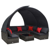 vidaXL Outdoor Lounge Set Canopy 9 Pieces Poly Rattan Garden Sofa Multi Colors