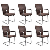 vidaXL 2/4/6 x Dining Chairs Faux Suede Leather Kitchen Dinner Seat Brown/Gray