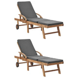 vidaXL 1/2x Solid Teak Wood Sun Lounger with Cushion Garden Seat Multi Colors