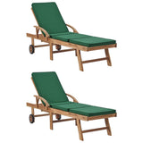 vidaXL 1/2x Solid Teak Wood Sun Lounger with Cushion Garden Seat Multi Colors