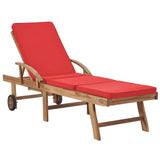 vidaXL 1/2x Solid Teak Wood Sun Lounger with Cushion Garden Seat Multi Colors