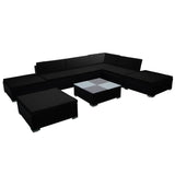 vidaXL 8-teiliges Terrassen-Lounge-Set mit Kissen Poly Rattan Schwarz