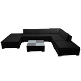 vidaXL 8 Piece Patio Lounge Set with Cushions Poly Rattan Black