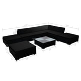 vidaXL 8-teiliges Terrassen-Lounge-Set mit Kissen Poly Rattan Schwarz