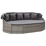 vidaXL Terrassenliege mit Baldachin Poly Rattan Grau