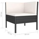 vidaXL 6 Piece Patio Lounge Set with Cushions Poly Rattan Black