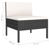 vidaXL 6-teiliges Terrassen-Lounge-Set mit Kissen Polyrattan Schwarz