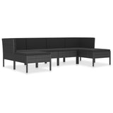 vidaXL 6-teiliges Terrassen-Lounge-Set mit Kissen Polyrattan Schwarz