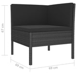 vidaXL 6-teiliges Terrassen-Lounge-Set mit Kissen Polyrattan Schwarz