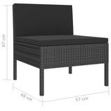 vidaXL 6-teiliges Terrassen-Lounge-Set mit Kissen Polyrattan Schwarz