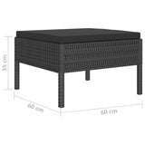 vidaXL 6-teiliges Terrassen-Lounge-Set mit Kissen Polyrattan Schwarz