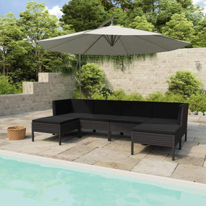 vidaXL 6-teiliges Terrassen-Lounge-Set mit Kissen Polyrattan Schwarz