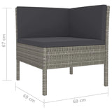 vidaXL 6-teiliges Terrassen-Lounge-Set mit Kissen Poly Rattan Grau