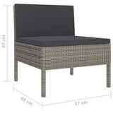 vidaXL 6-teiliges Terrassen-Lounge-Set mit Kissen Poly Rattan Grau