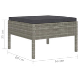 vidaXL 6-teiliges Terrassen-Lounge-Set mit Kissen Poly Rattan Grau