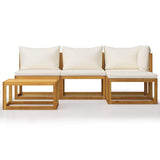 vidaXL 5 Piece Patio Lounge Set with Cushion Cream Solid Acacia Wood