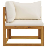 vidaXL 5 Piece Patio Lounge Set with Cushion Cream Solid Acacia Wood