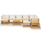 vidaXL 12-teiliges Terrassen-Lounge-Set mit Kissen Creme Massives Akazienholz