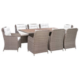 vidaXL Outdoor Dining Set with Cushions 9 Pieces Poly Rattan Multi Colors