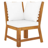 vidaXL 5 Piece Patio Lounge Set with Cushion Cream Solid Acacia Wood