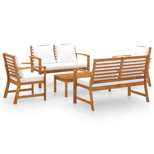 vidaXL 5-teiliges Garten-Lounge-Set mit Kissen Massives Akazienholz