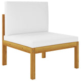 vidaXL 11 Piece Patio Lounge Set with Cushions Cream Solid Acacia Wood