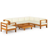 vidaXL 8-teiliges Terrassen-Lounge-Set mit cremeweißen Kissen aus Akazienholz