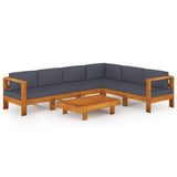 vidaXL 7-teiliges Terrassen-Lounge-Set mit dunkelgrauen Kissen aus Akazienholz