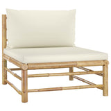 vidaXL 9 Piece Patio Lounge Set with Cream White Cushions Bamboo